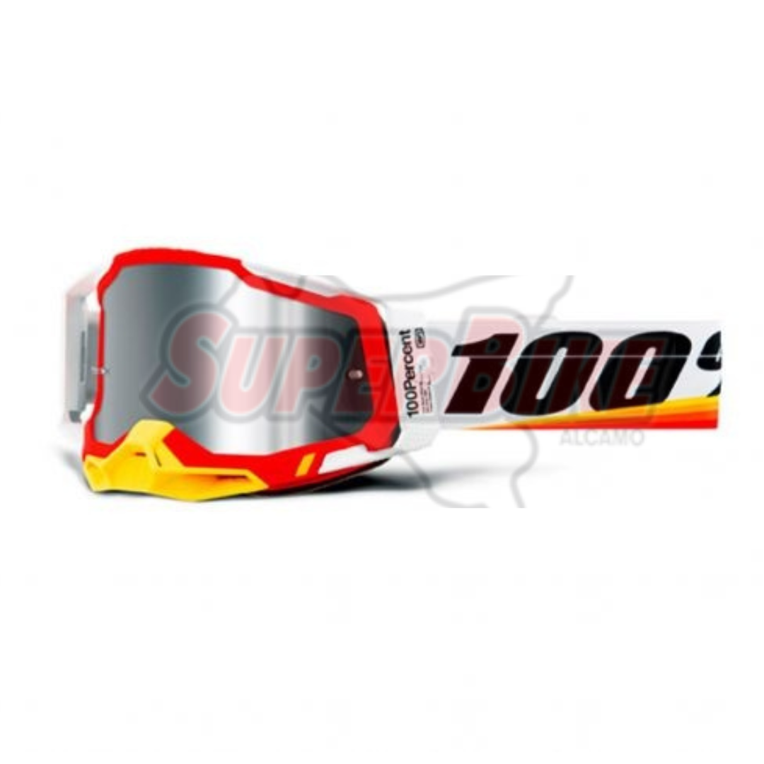 MASCHERA 100% RACECRAFT 2 ARSHAM RED LENTE A SPECCHIO ARGENTO